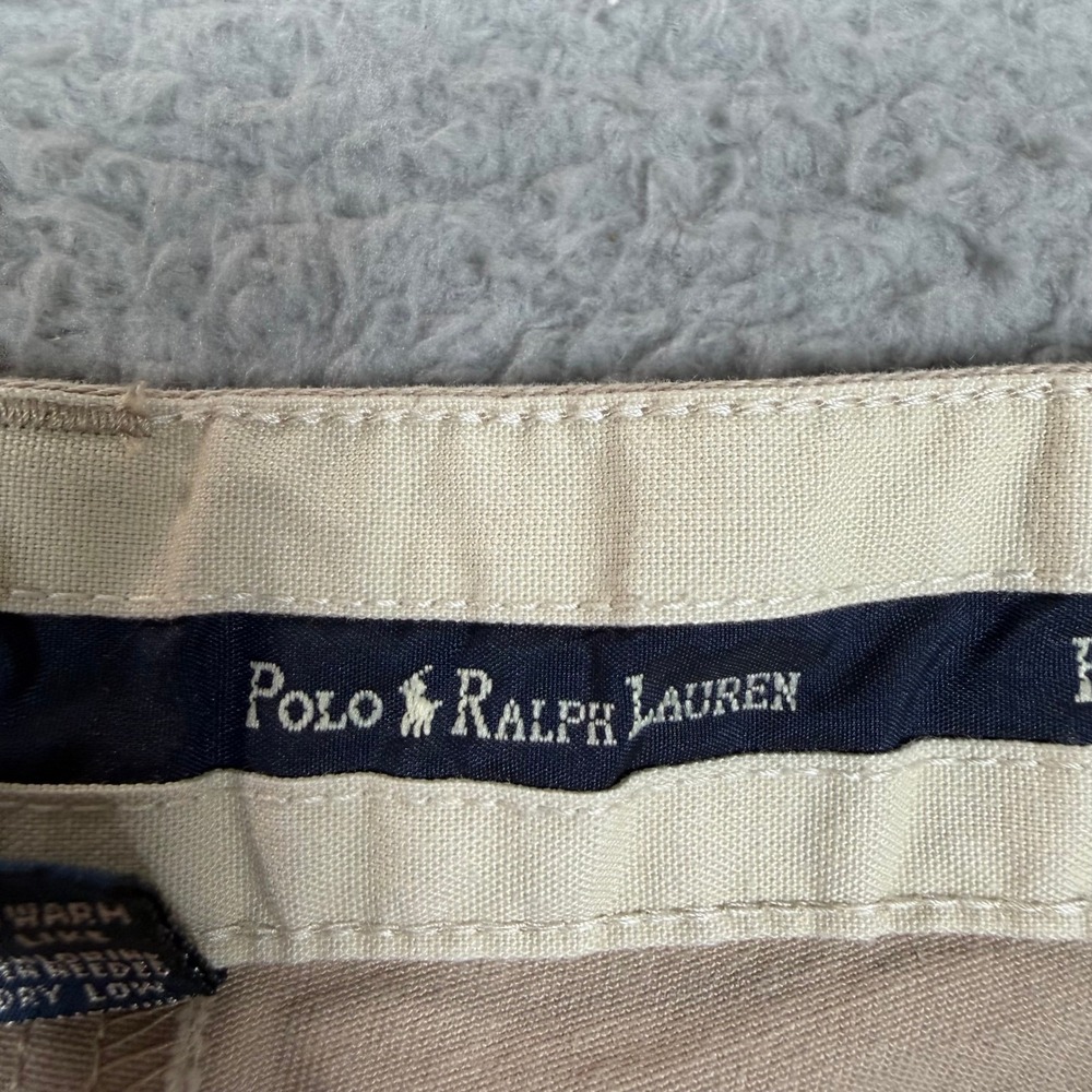 Polo Ralph Lauren Andrew Pant Mens 38x32 Tan Khaki Double Pleated Cotton Chinos - Picture 8 of 13